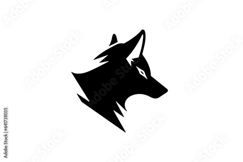Fox head or face hand drawn ink silhouette. Logotype, emblem or mascot vector illustration design.