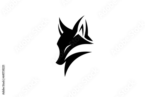 Fox head or face hand drawn ink silhouette. Logotype, emblem or mascot vector illustration design.