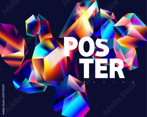 Abstract colorful background of gradient vector crystals.