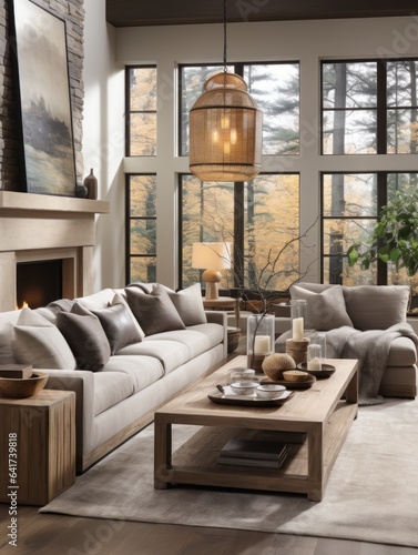 Modern scandinavian interior living room, contemporary boho style with modern style living room © aboutmomentsimages