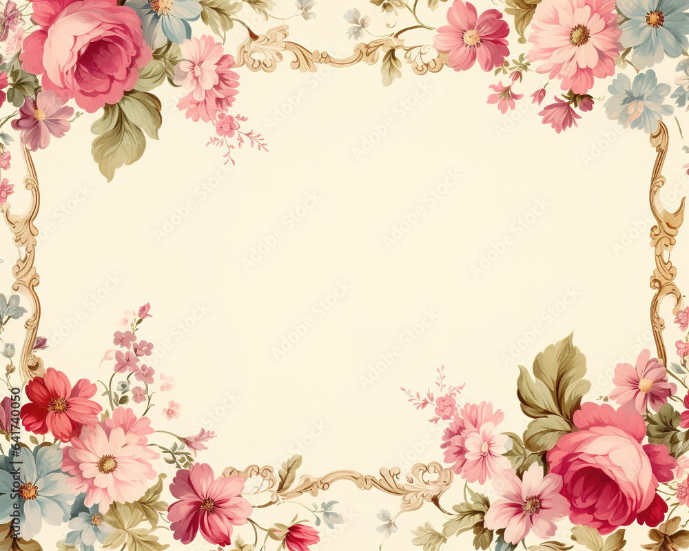 Image of picture frames a floral pattern on a white background. Flower. Illustration, Generative AI.