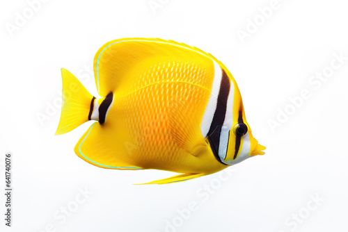 Image of butterflyfish on white background. Fish. Undersea animals. Illustration, Generative AI.