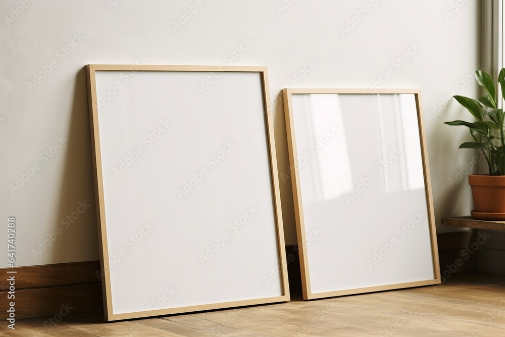 Frame mockup close up in empty interior background, 3d render, Generative AI Frame mockup close up in empty interior background, 3d render, Generative AI