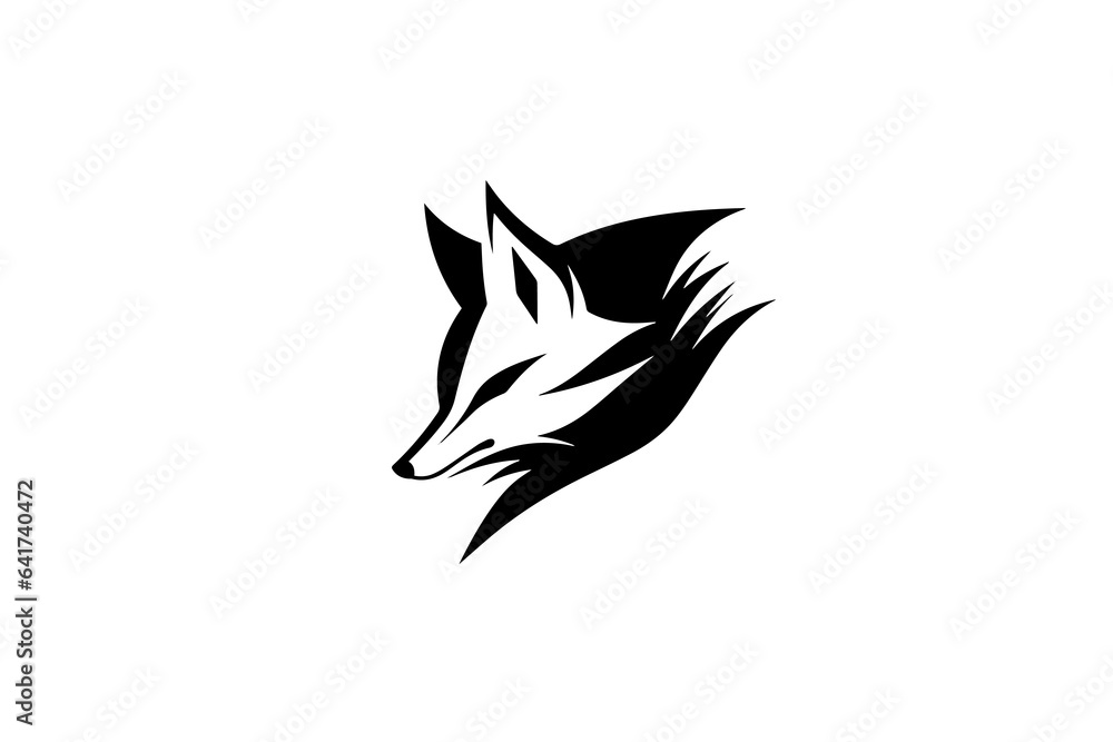 Fox head or face hand drawn ink silhouette. Logotype, emblem or mascot vector illustration design. Fox head or face hand drawn ink silhouette. Logotype, emblem or mascot vector illustration design.