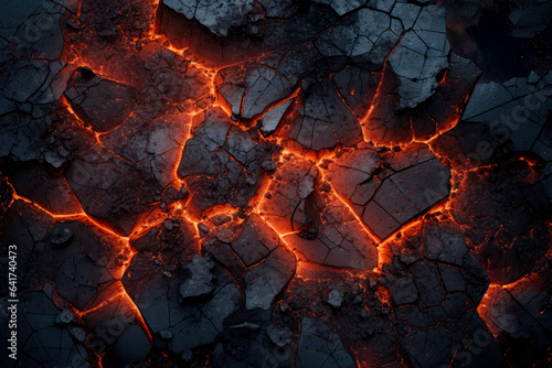 Cracks of lava on fire texture. 