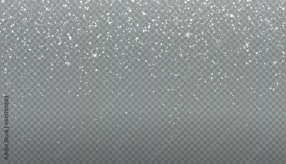 Fototapeta premium Christmas background. Powder PNG. Magic bokeh shines with white dust. Small realistic glare on a transparent Png background. Design element for cards, invitations, backgrounds, screensavers. 