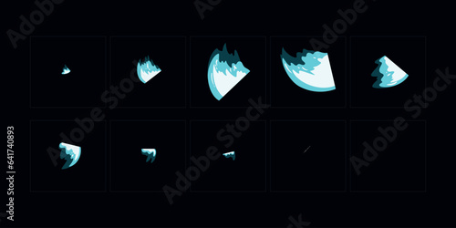 Sword light animation effect. 2d cartoon sword light animation set for game or video. 