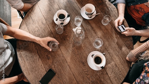Coffee beans with spoon and glass ready to be served