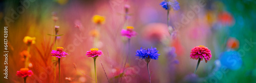 beautiful meadow flowers with nice bokeh - soft focus art floral background