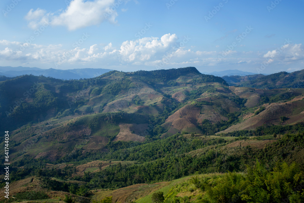 Mountains in the Mae Taeng area in the north of Chiang Mai province in Thailand.