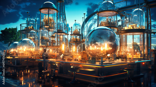 A modern alchemist's lab where traditional assets are transformed into digital ones