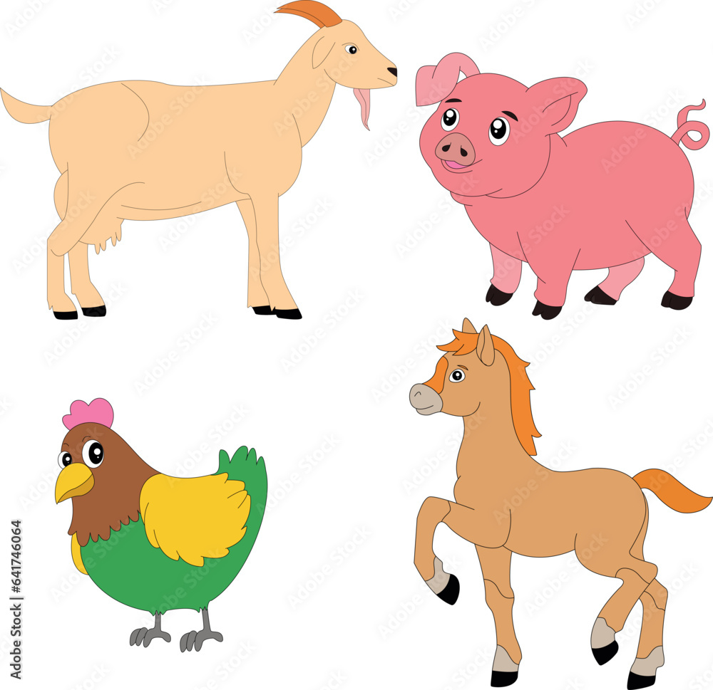 colorful farm clipart bundle in cartoon style for farmers and kids who love farm life and country life