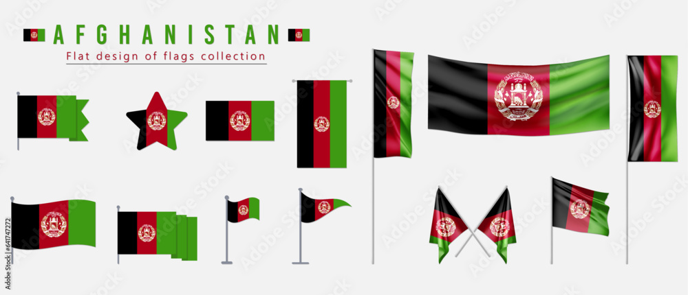 Afghanistan flag, flat design of flags collection