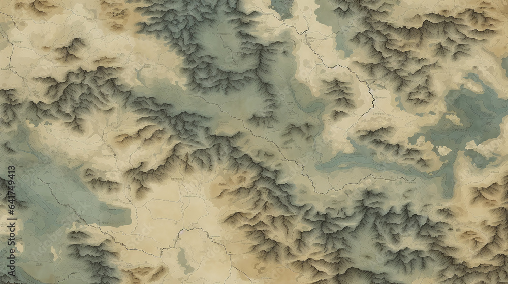 background with topographical map detail, tiny mountain ranges - obrazy, fototapety, plakaty 