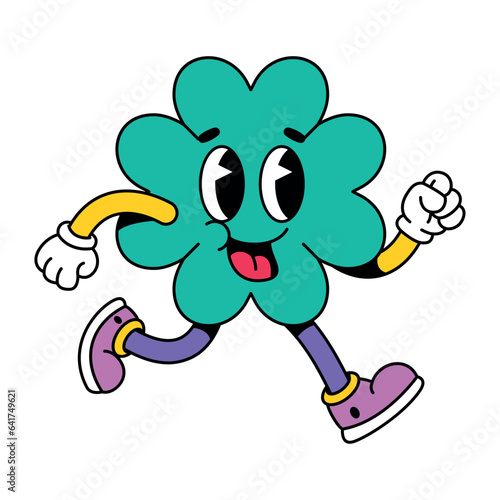 vector funny cartoon character clover illustration isolated