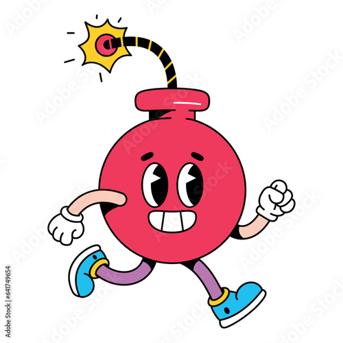 vector funny cartoon character bomb illustration isolated