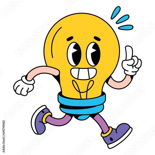 vector funny cartoon character light bulb illustration isolated