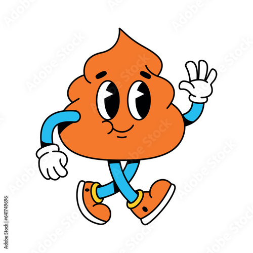 vector funny cartoon character poop illustration isolated