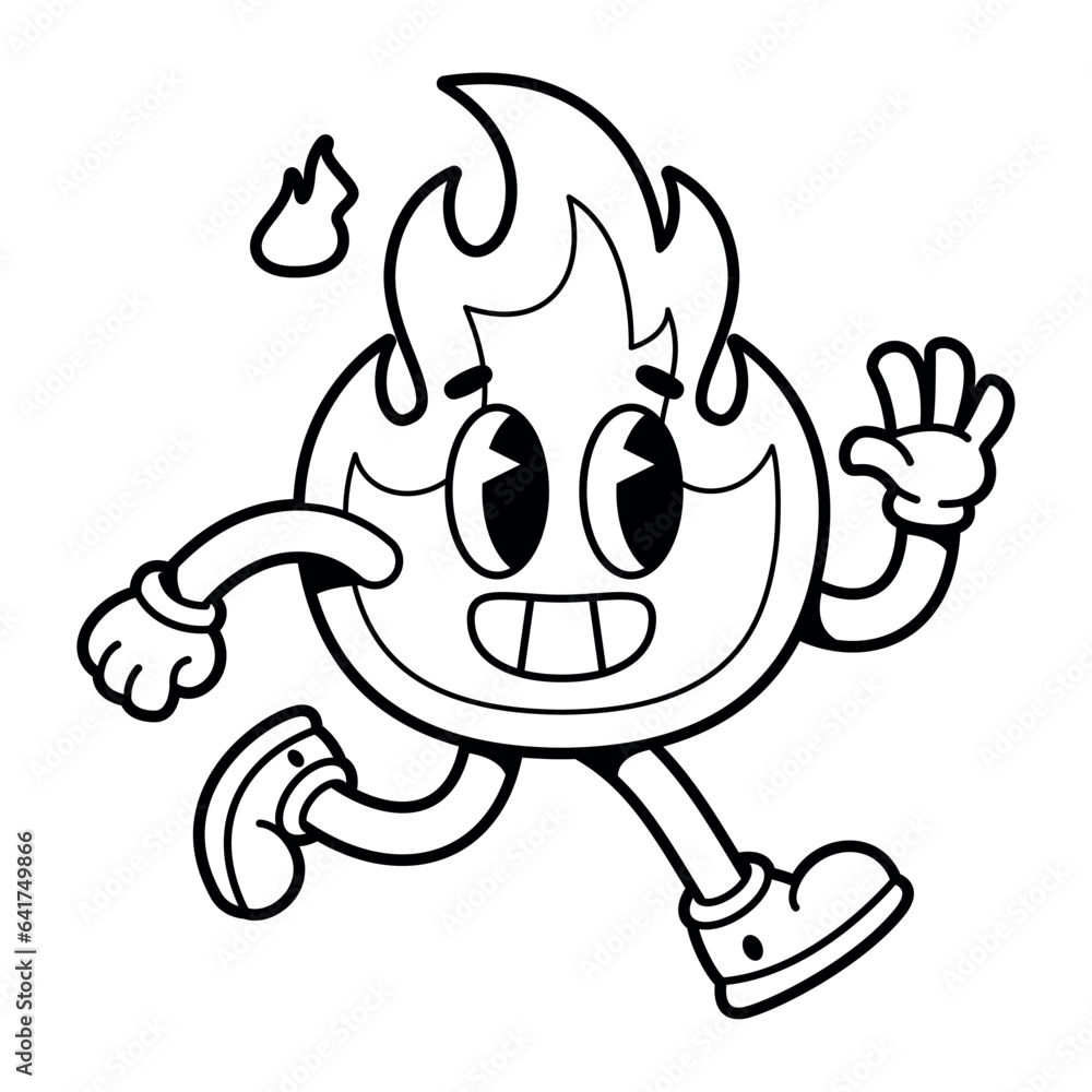 Fototapeta premium vector funny cartoon character fire illustration isolated