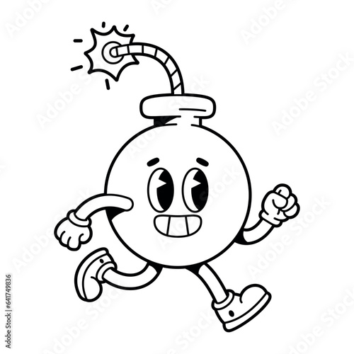 vector funny cartoon character bomb illustration isolated