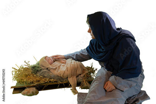 Fotografie Christmas story Mary and baby Jesus in a manger