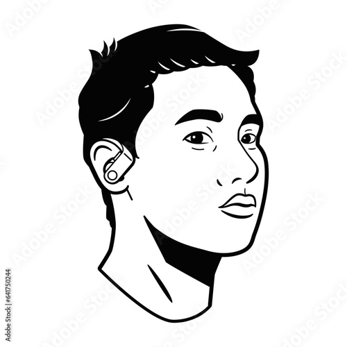 vector man avatar headphone cartoon illustration isolated