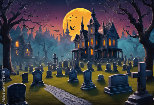 Gloomy castle at Halloween ...