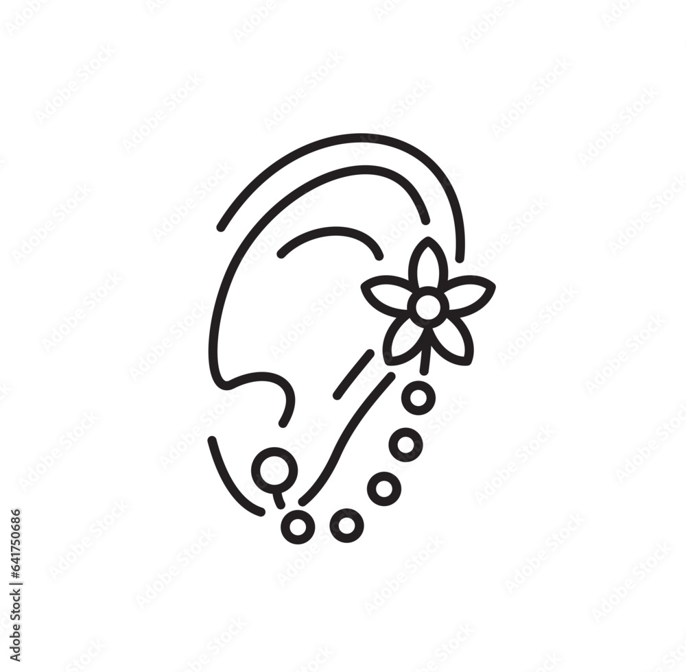 Jewelry earring on the ear - icon. Vector symbol for web design isolated on white background.