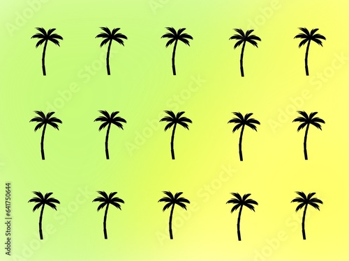 Print illustration with palm tree pattern in fashion style from the 80s and 90s with green and yellow gradient neon colors