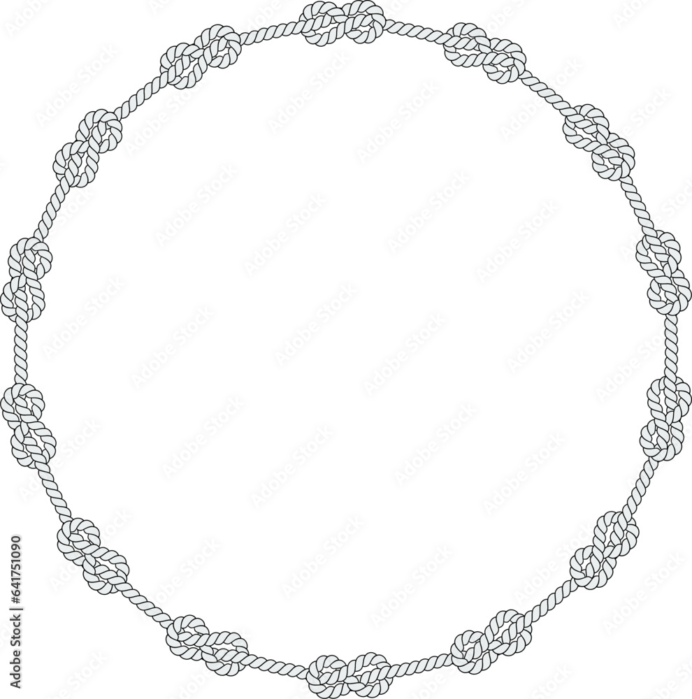 Naklejka premium Round rope frame isolated on white background. Twisted cord