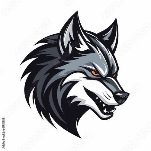 Esport vector logo wolf on white background side view, wolf icon, wolf head, wolf sticker