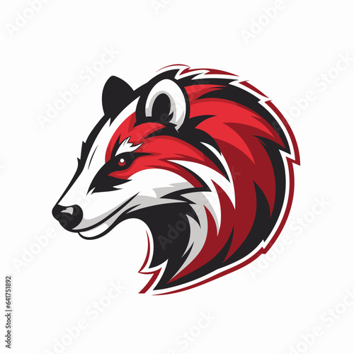 Esport vector logo badger on white background side view, badger icon, badger head, badger sticker