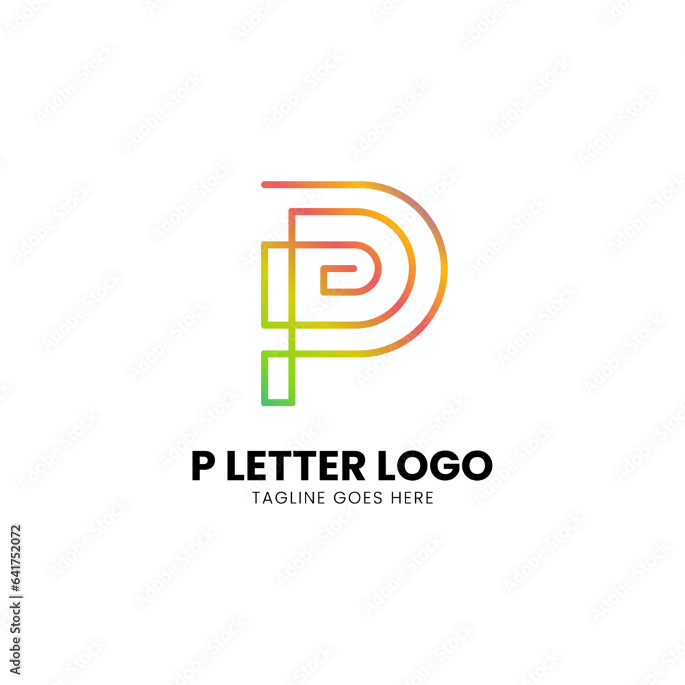 letter p logo, modern initial gradient color, natural vector Icon illustration stock design