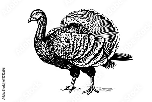 Turkey hand drawn ink sketch. Engraving vintage style vector illustration.