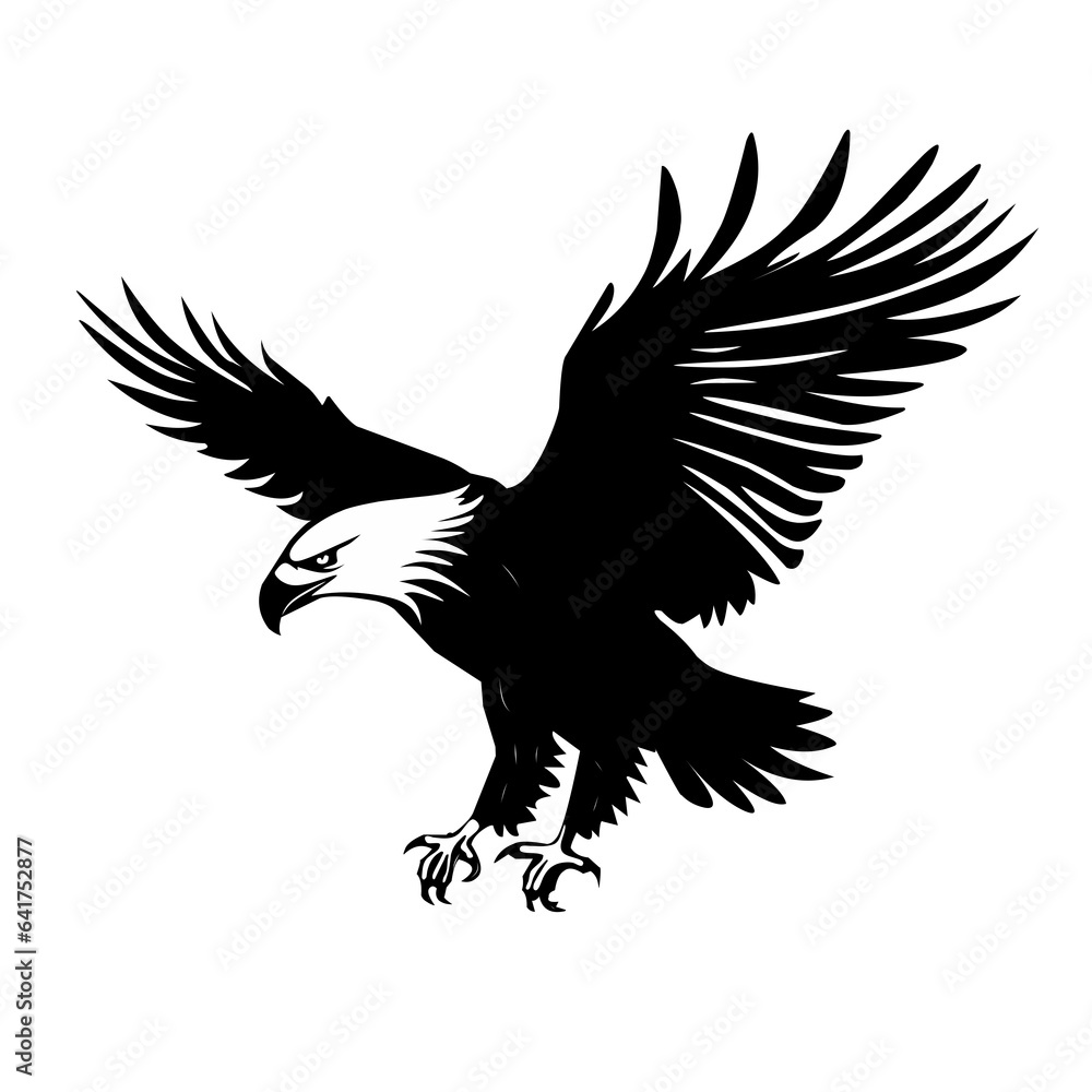Fototapeta premium Eagle bird animal illustration design in black color on a white background