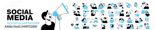 Social media, digital marketing, online communication and networking concept.