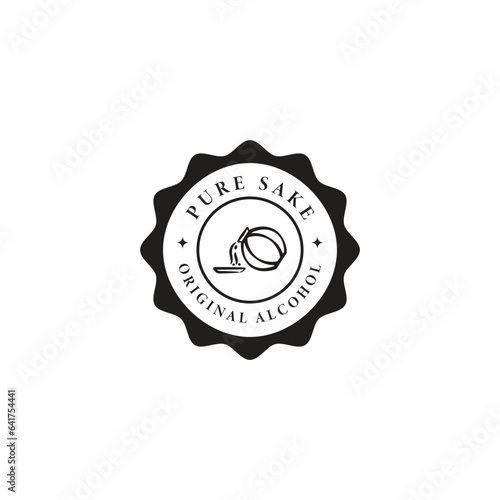 creative vintage sake logo business vector design illustration for cafe, bar and restaurant company with outline, retro and unique styles