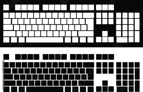 A keyboard silhouette shape with buttons. Keyboard icon, sign, UI. Computer keyboard.