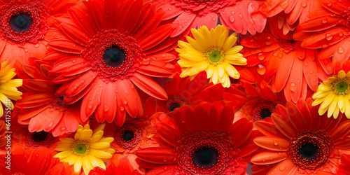 Gerbera Daisy flowers wallpaper. Seamless texture. Beautiful floral pattern that repeats. photo