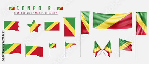 CONGO R. flag, flat design of flags collection