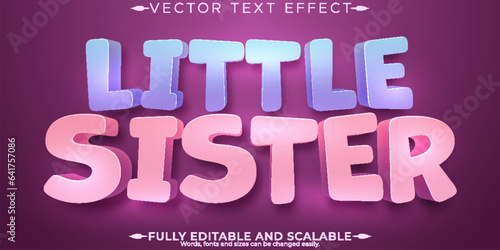 Editable text effect, little sister text style