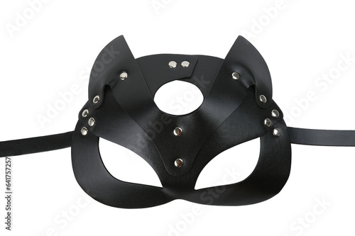 Black leather mask for a fetis.  photo