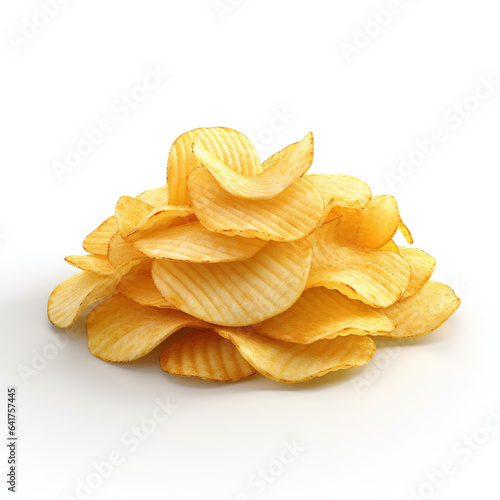 potato chips isolated on white background 