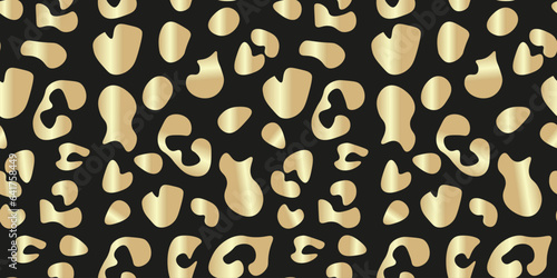 Trendy Ogee Ikat Batik seamless pattern with Animal leopard print. Design of  luxury golden bolt wrapping paper. Wallpaper and textile printing. Vector illustration.