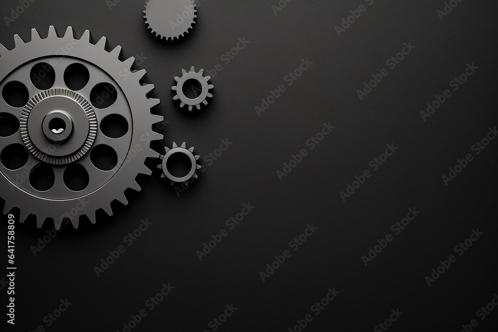 Abstract gear wheel mechanism background, machine and engineering tool equipment technology, black and white