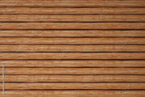 Seamless natural wood log cabin wall background texture. Rustic old grunge brown timber logs tileable repeat surface pattern. A high resolution backdrop 3D rendering.