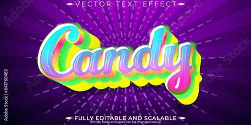 Candy text effect, editable sweet and rainbow text style