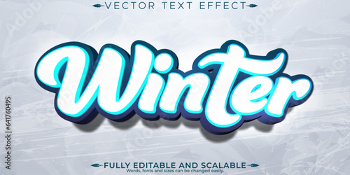 Editable text effect snow, 3d ice and cold font style