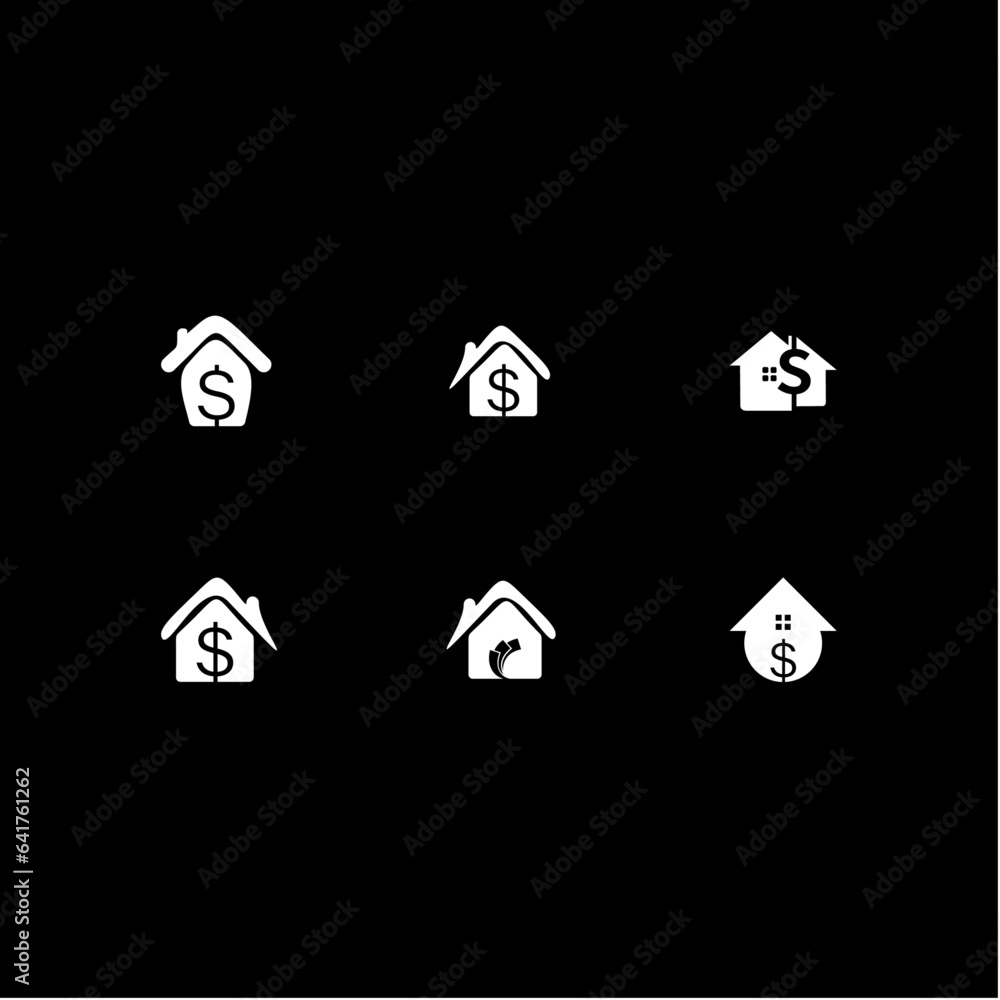 Dollar with house icon Black background Dollar with house icon Black background