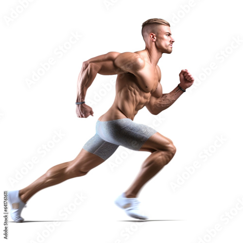 PNG image of a professional running athlete in a running pose on a transparent background.
